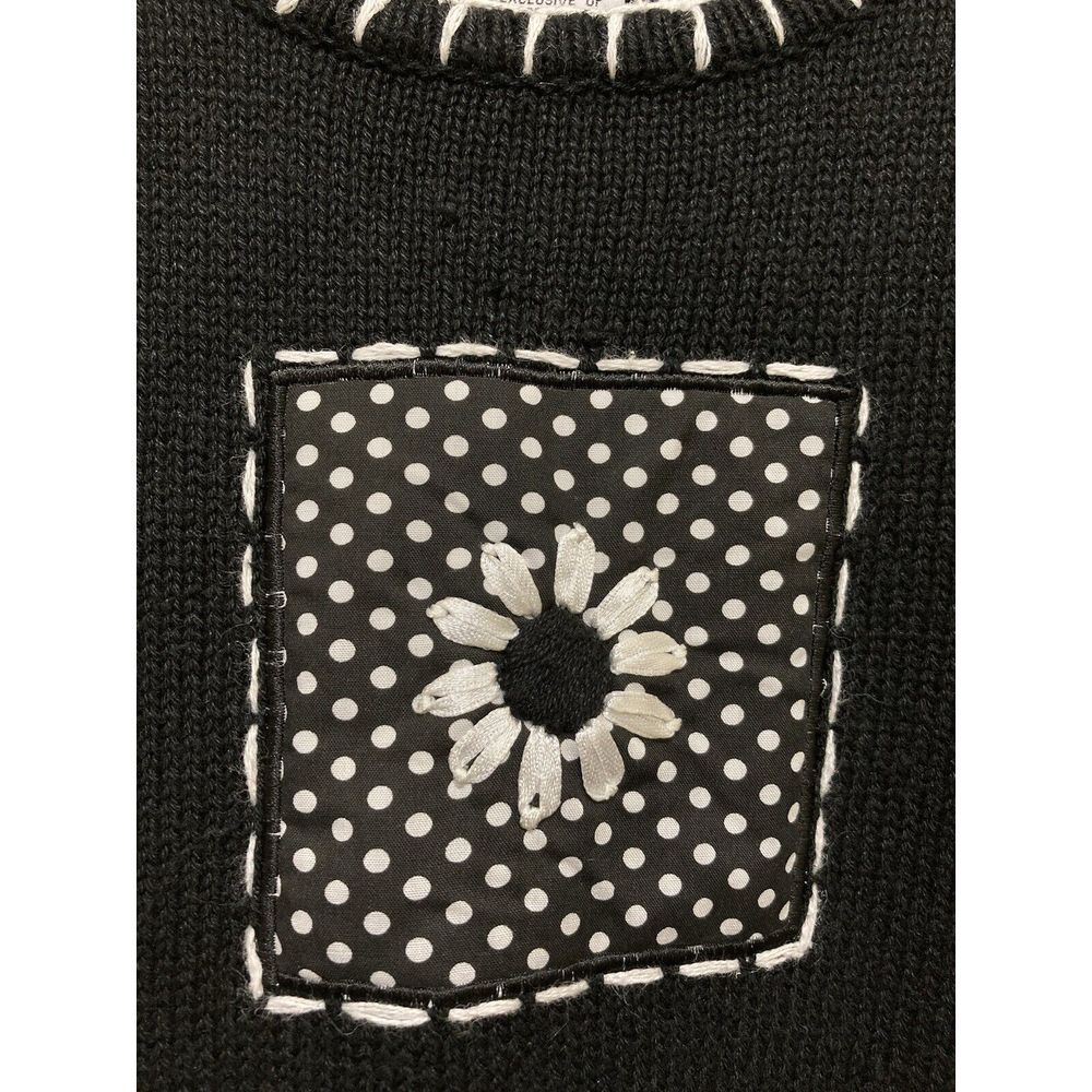 All Points‎ Reference Point Women M Sweater Vest Daisy Flower Embroidery Black - Picture 3 of 9